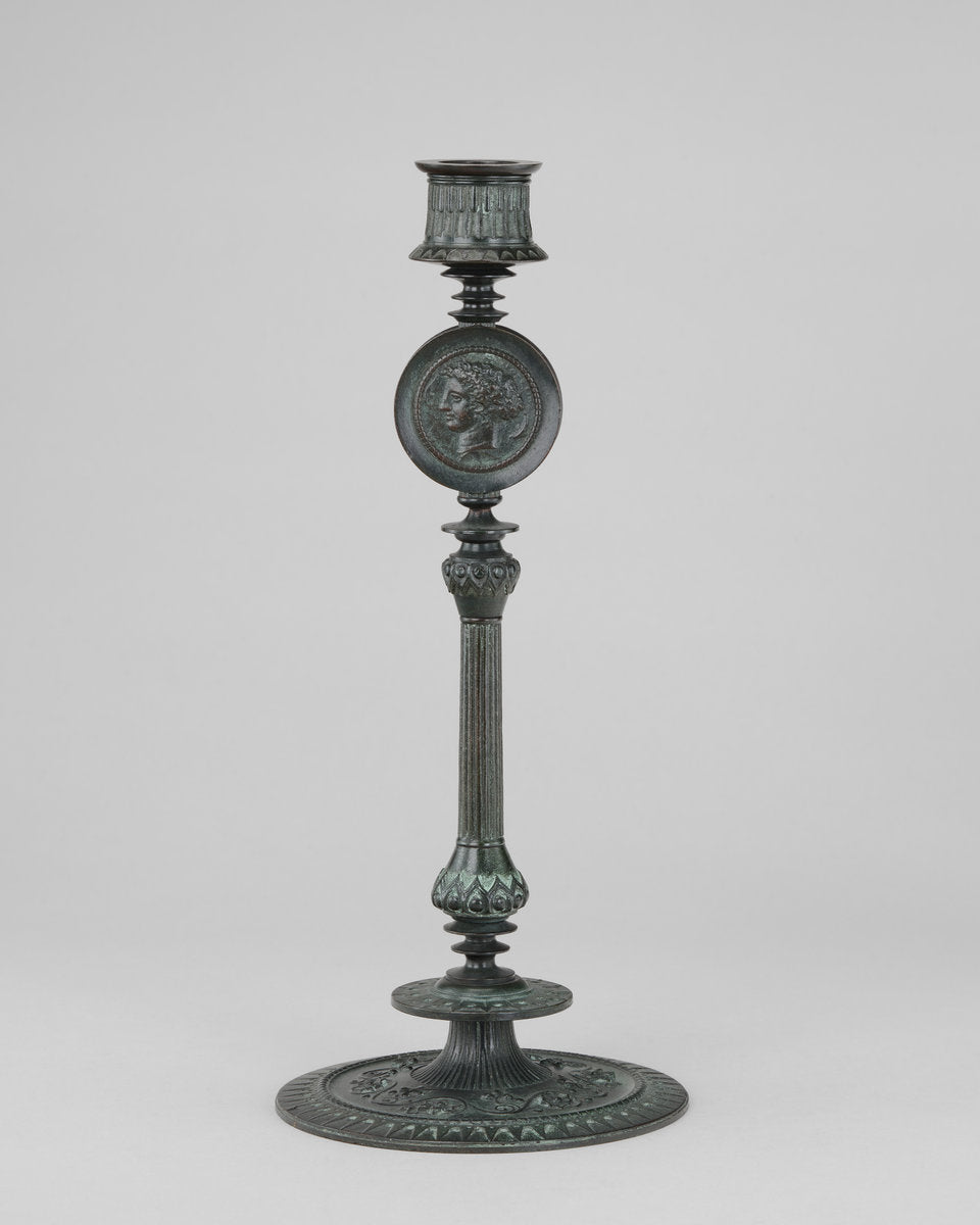 Candlestick, Greek Style with Antique Medallions by Antoine-Louis Barye (French, 1795 - 1875), 16X12"(A3)Poster Print
