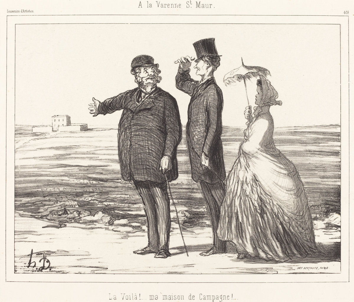 A la Varenne Saint-Maur by Honoré Daumier (French, 1808 - 1879), 16X12"(A3)Poster Print