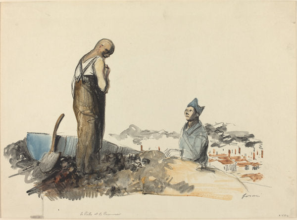 Poilu and Prisoner by Jean-Louis Forain (French, 1852 - 1931), 16X12"(A3)Poster Print
