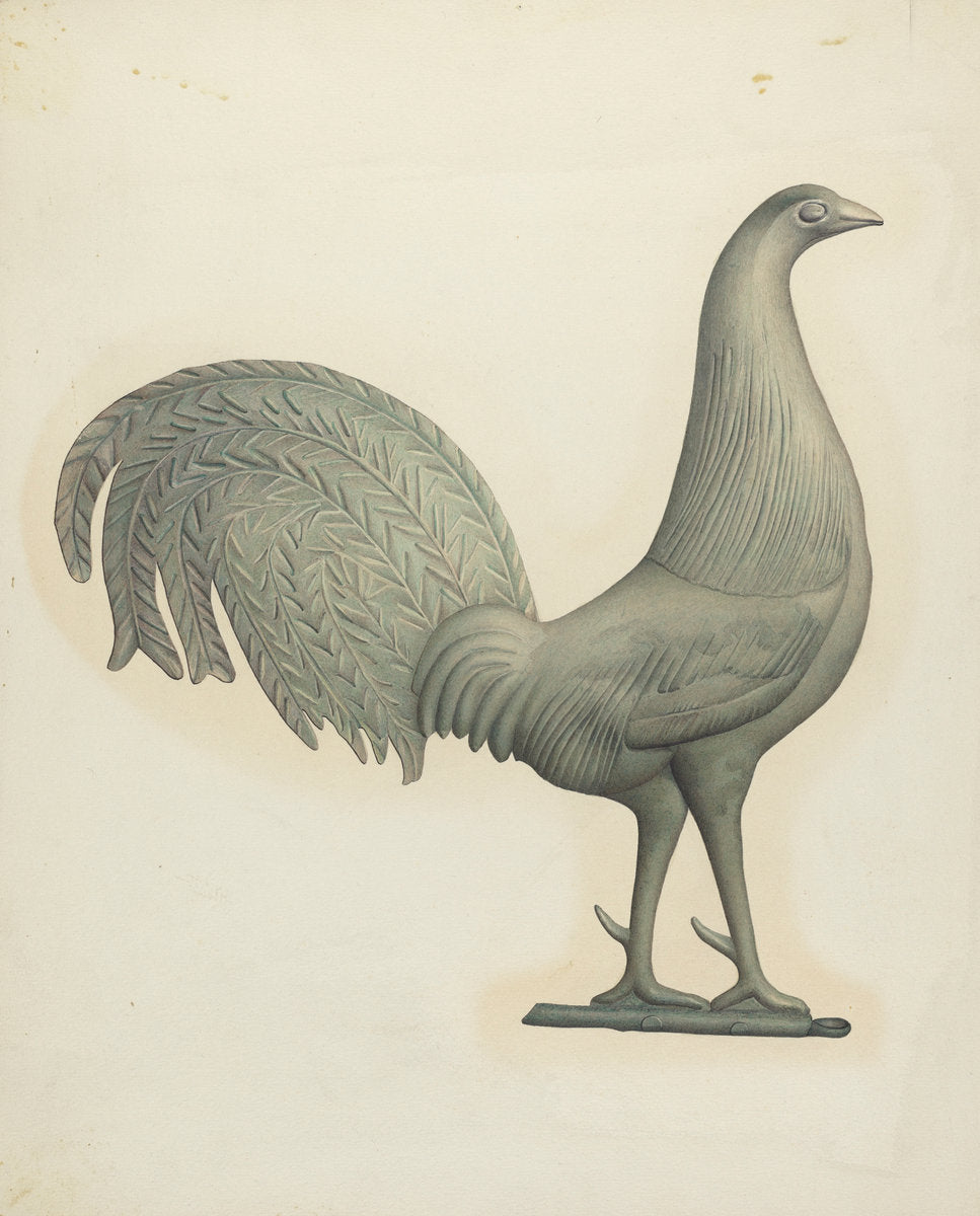 Rooster Weather Vane by Robert Pohle (American, active c. 1935), 16X12"(A3)Poster Print
