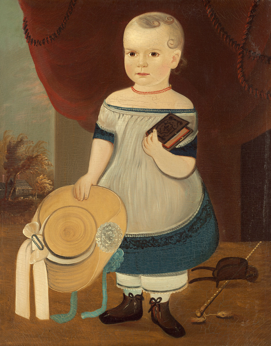 Child with Straw Hat by William Matthew Prior (American, 1806 - 1873), 16X12"(A3)Poster Print