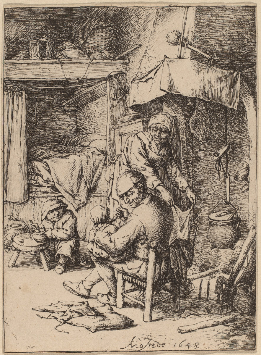 The Pater Familias (Le Pere de famille) by Adriaen van Ostade (Dutch, 1610 - 1685), 16X12"(A3)Poster Print