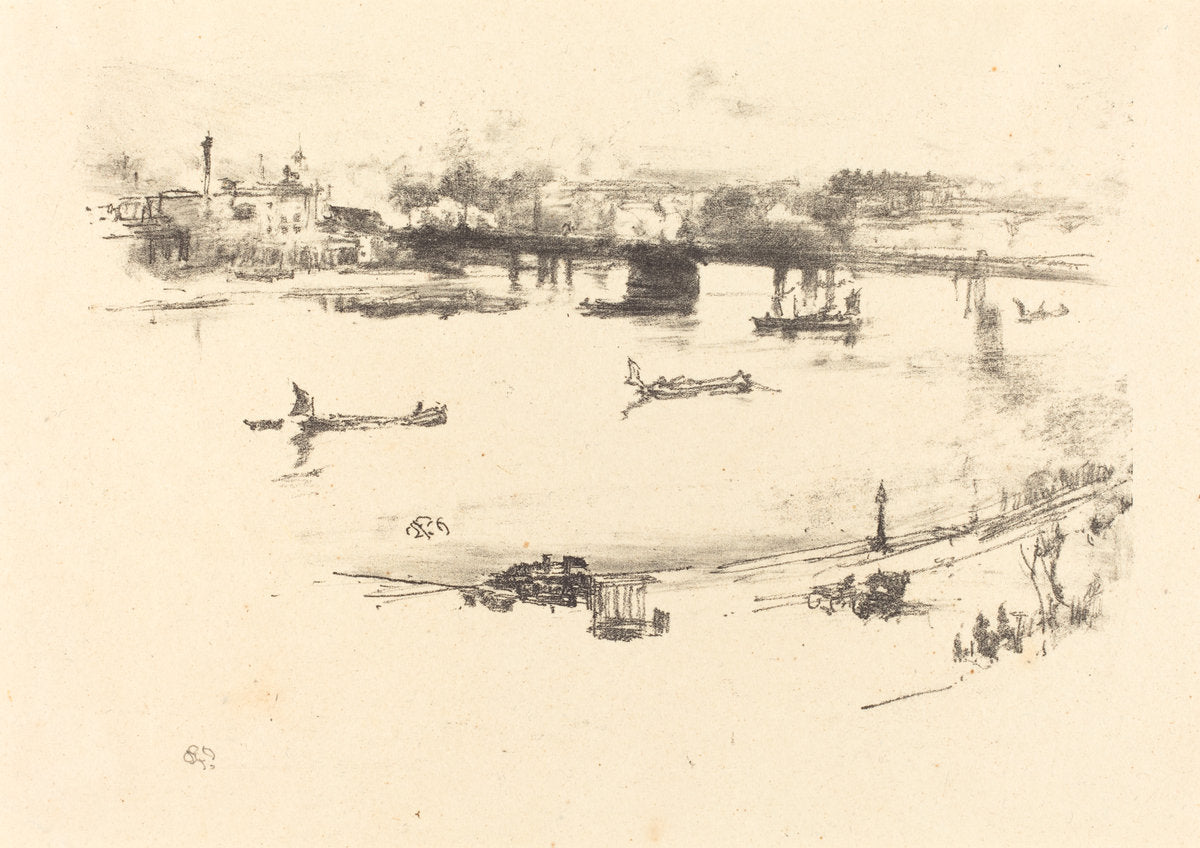 Charing Cross Railway Bridge by James McNeill Whistler (American, 1834 - 1903), 16X12"(A3)Poster Print