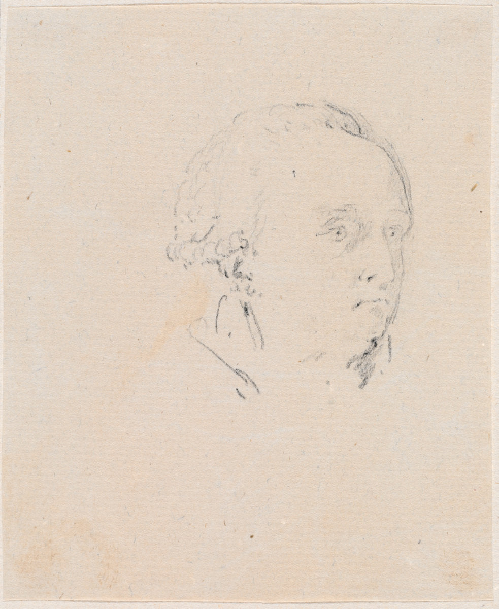 Head of a Man by Hubert Robert (French, 1733 - 1808), 16X12"(A3)Poster Print
