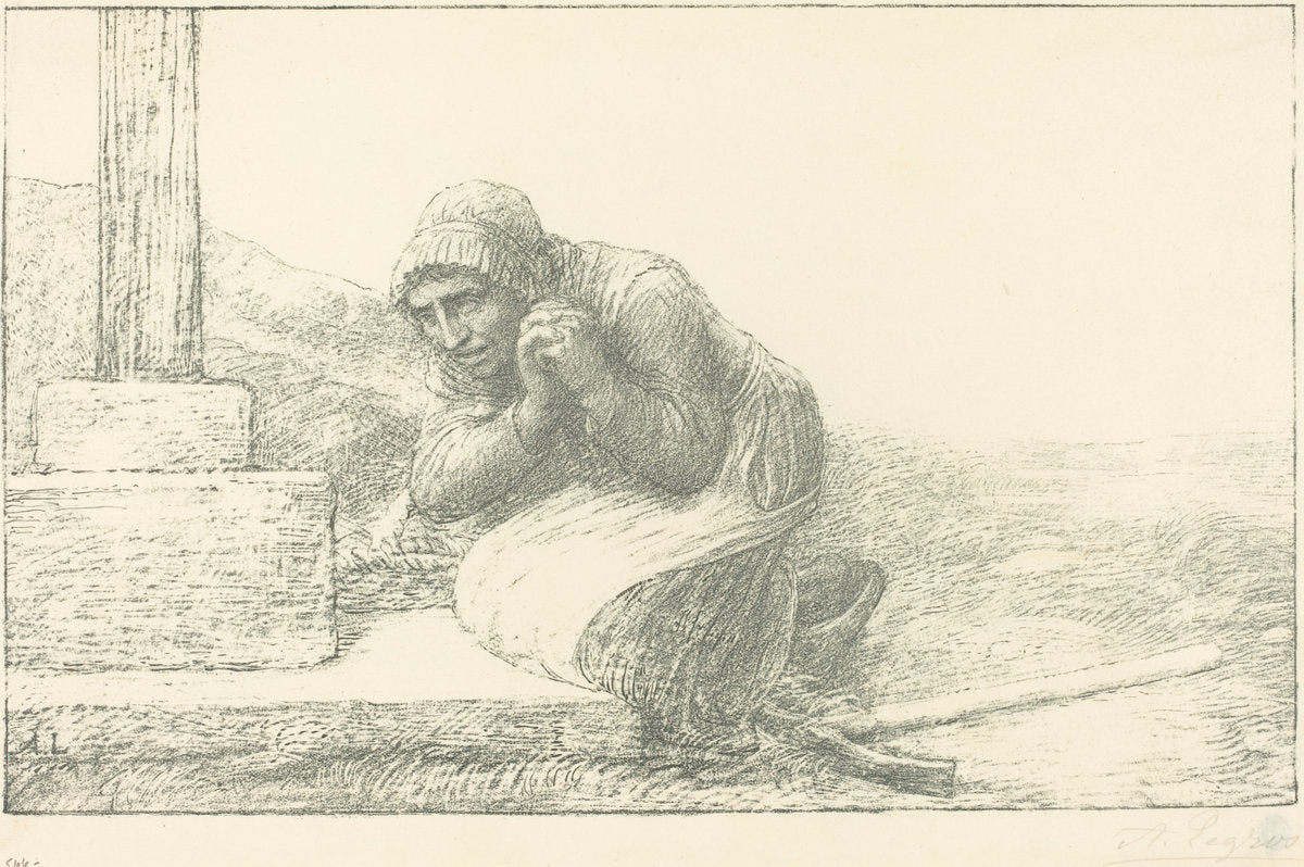 At the Foot of the Cross (Au pied de la croix) by Alphonse Legros (French, 1837 - 1911), 16X12"(A3)Poster Print