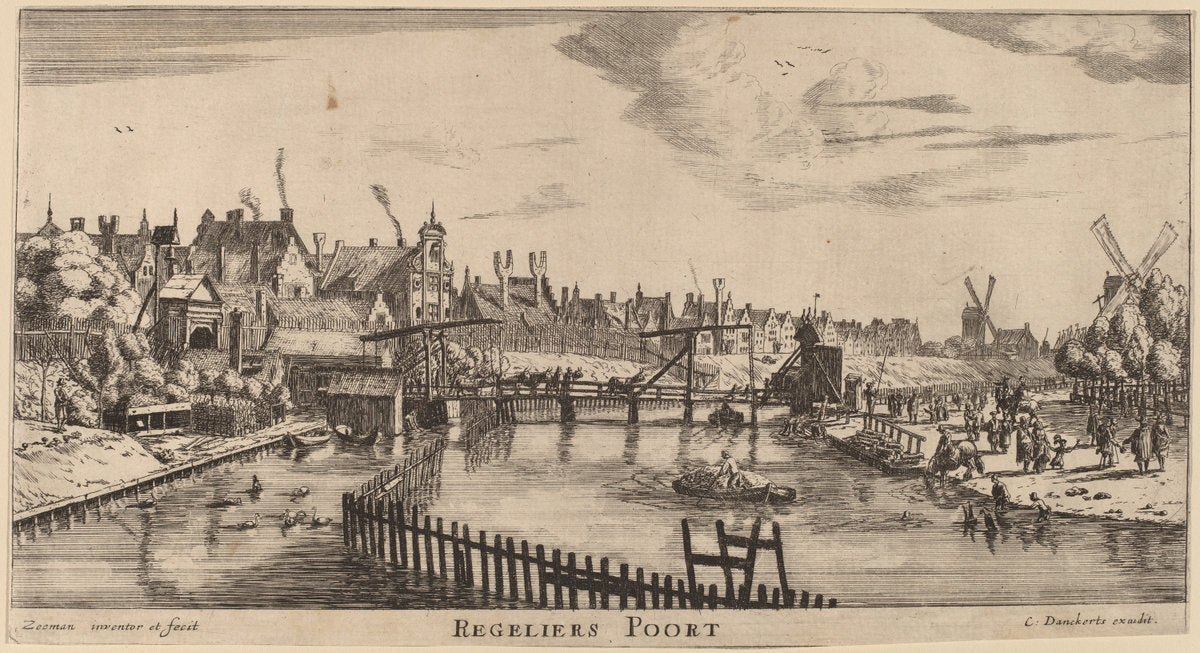 Reguliers Gate (Regeliers Poort) by Reinier Nooms, called Zeeman (Dutch, 1623 or 1624 - 1664), 16X12"(A3)Poster Print