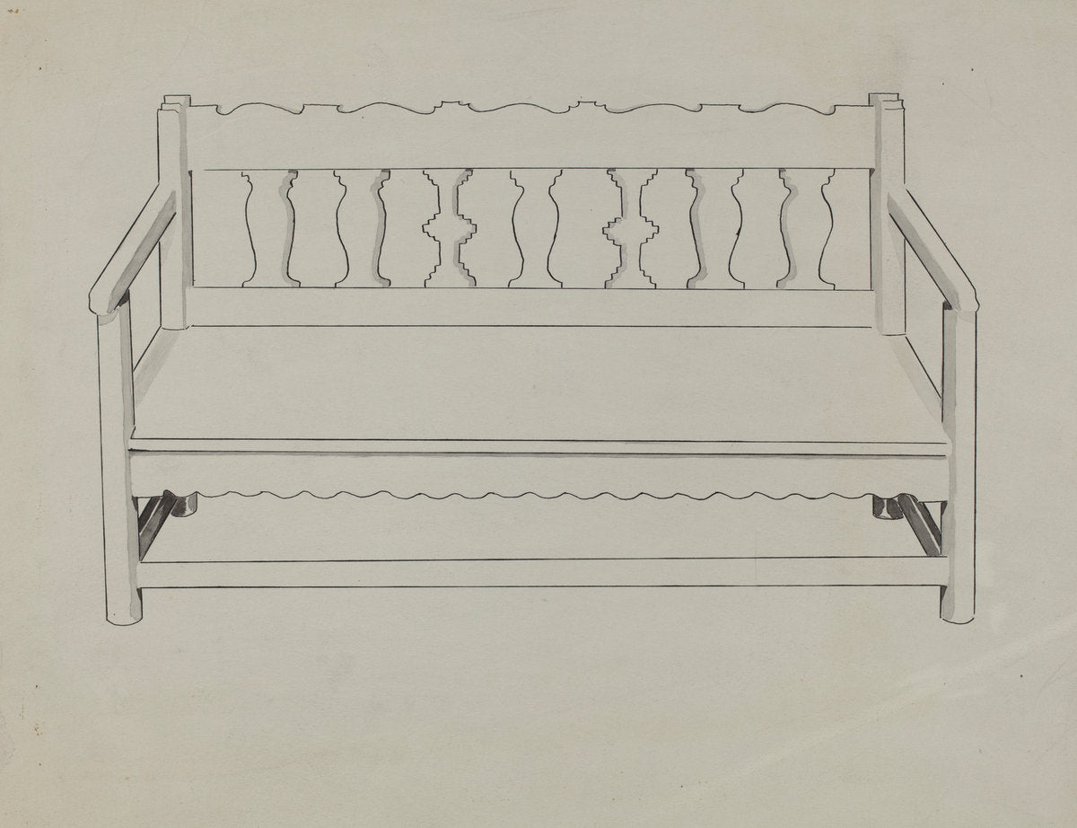 Church Pew by J. Henry Marley (American, active c. 1935), 16X12"(A3)Poster Print