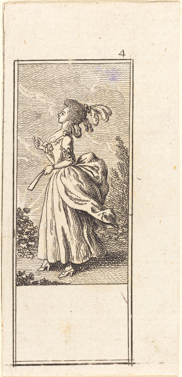 Girl with Fan, Facing Left by Daniel Nikolaus Chodowiecki (German, 1726 - 1801), 16X12"(A3)Poster Print
