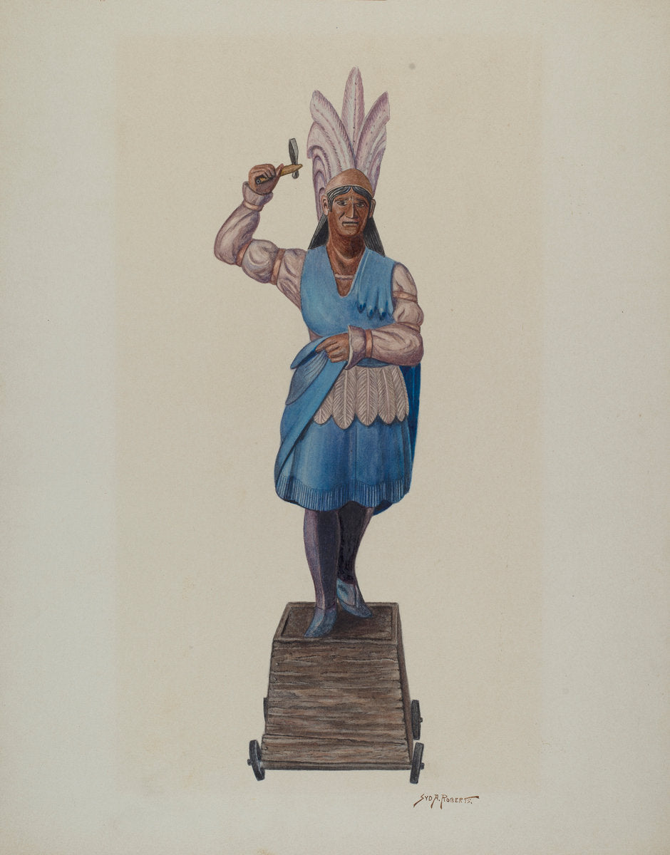Cigar Store Indian by Sydney Roberts (American, active c. 1935), 16X12"(A3)Poster Print