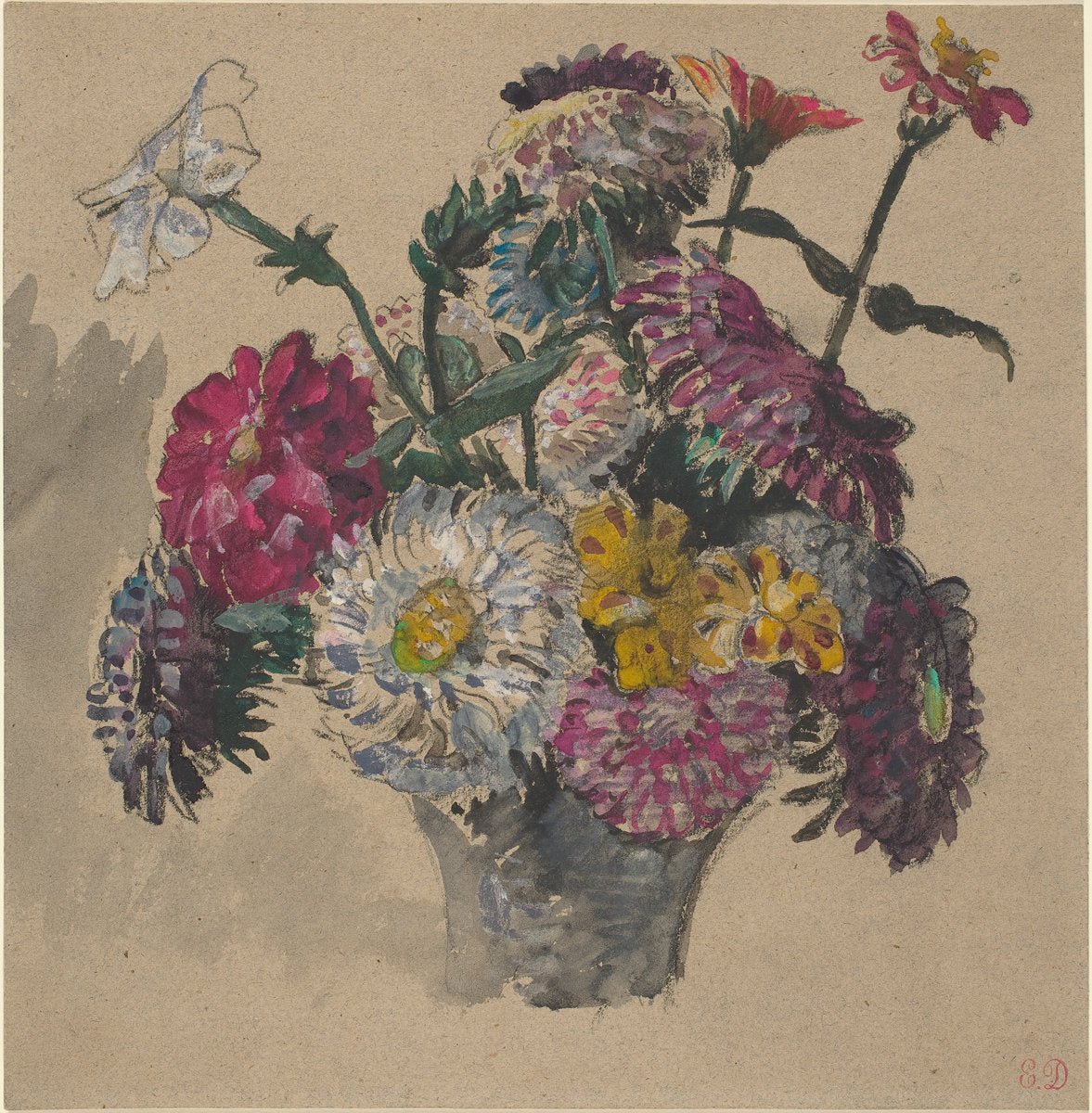 Flowers by Eugène Delacroix (French, 1798 - 1863), 16X12"(A3)Poster Print
