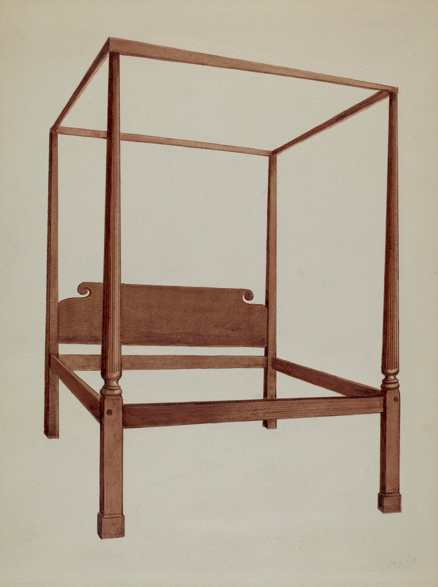 Four Post Bed by Fred Weiss (American, active c. 1935), 16X12"(A3)Poster Print
