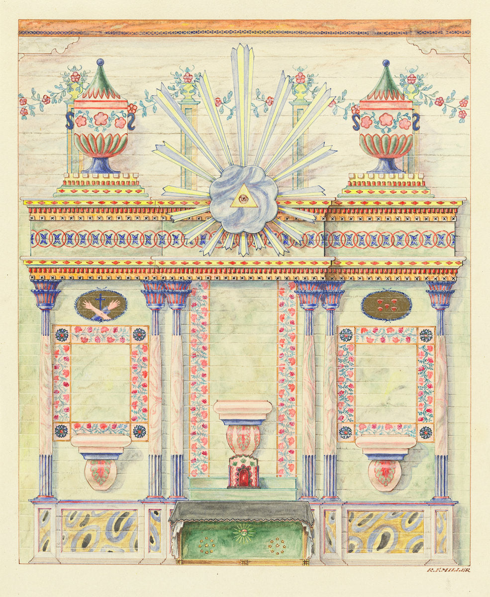 Reredos and Wall Paintings by Randolph F. Miller (American, active c. 1935), 16X12"(A3)Poster Print