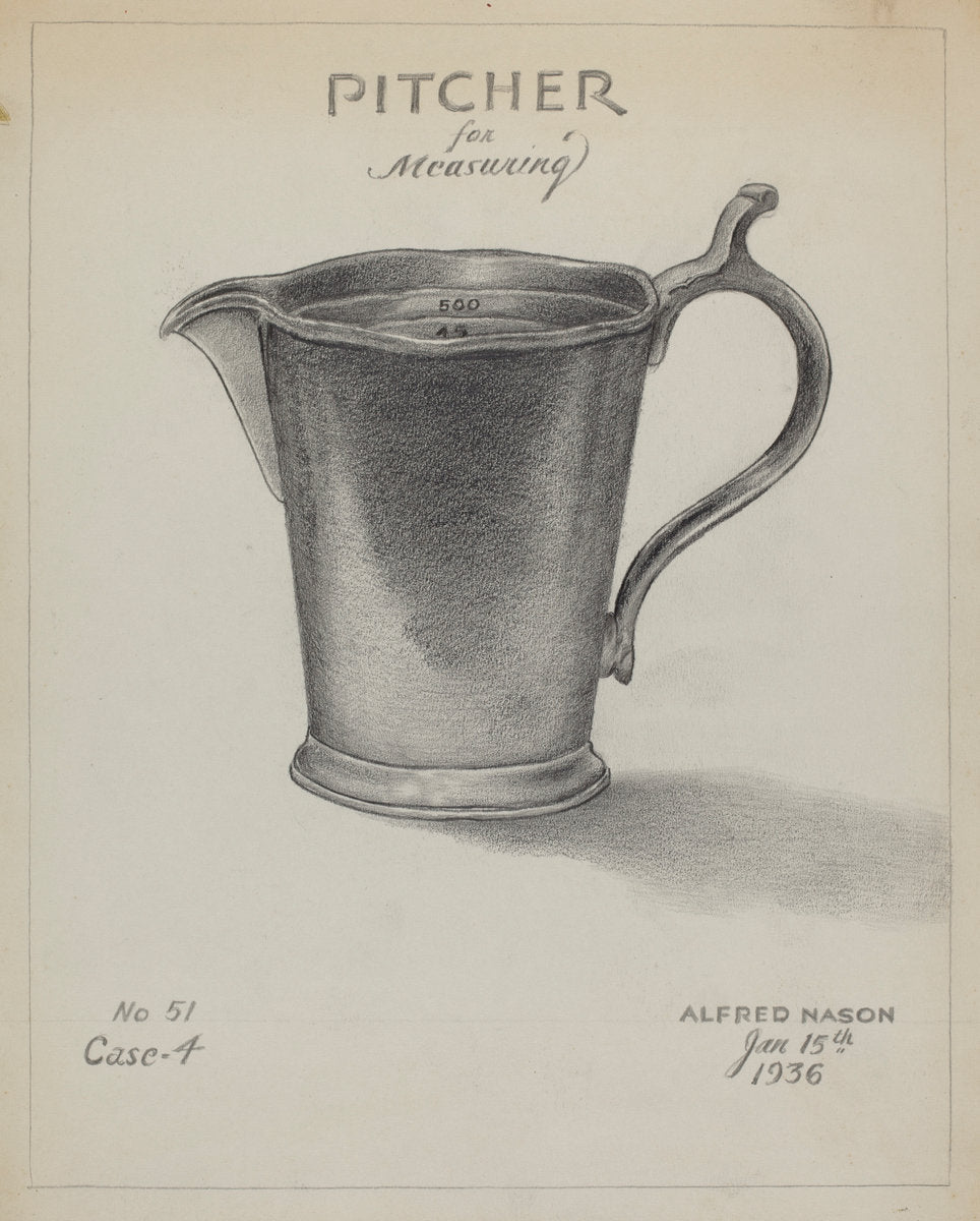 Pewter Pitcher by Alfred Nason (American, active c. 1935), 16X12"(A3)Poster Print