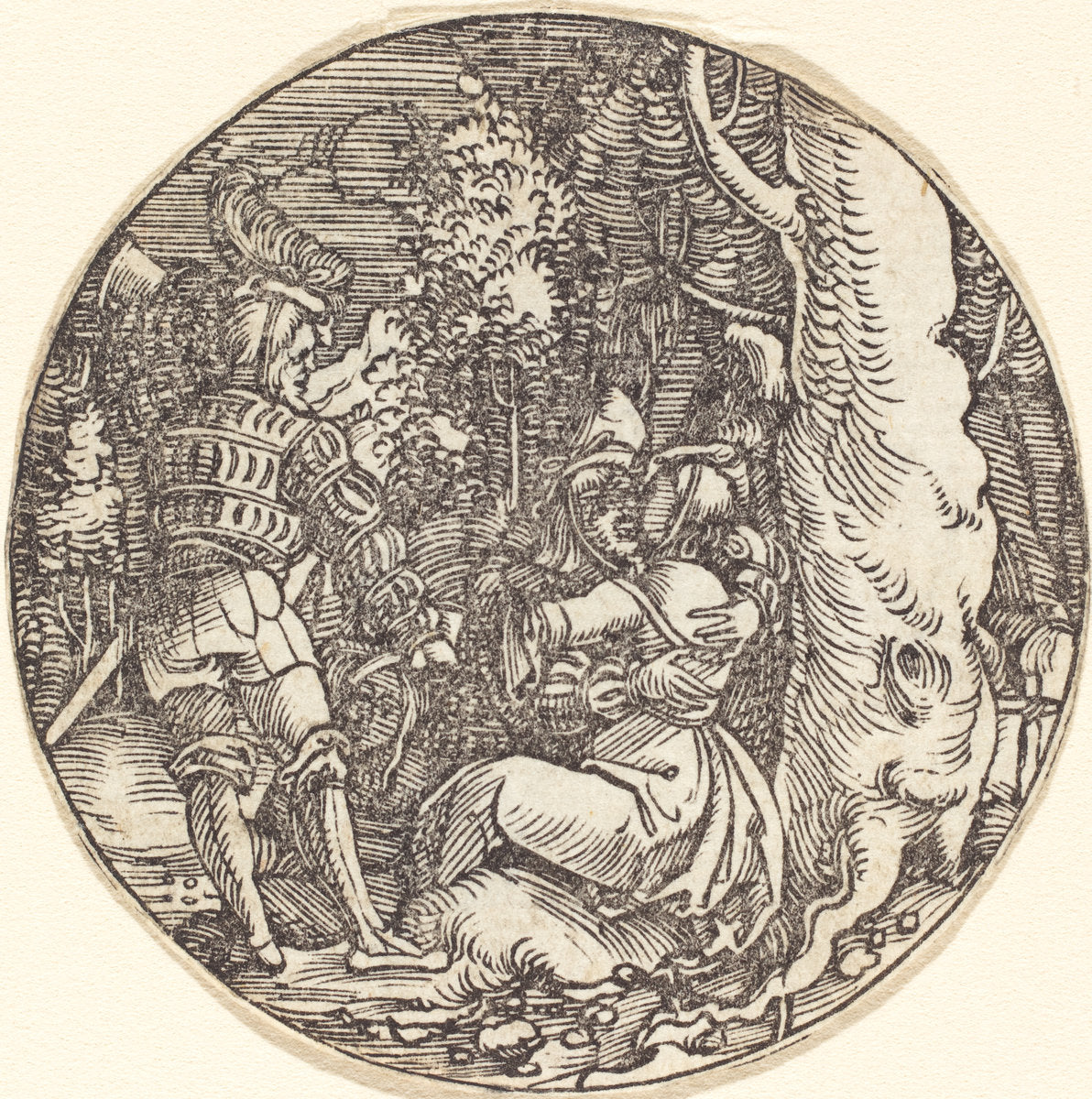 The Embrace (A Couple of Lovers by a Tree) by Attributed to Hans Springinklee (German, active 1512/1522), 16X12"(A3)Poster Print