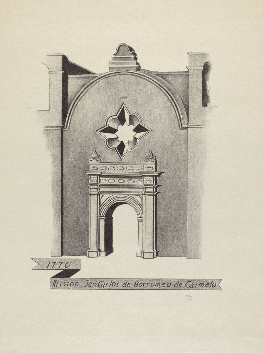 Mision San Carlos de Borromeo de Carmelo by James Jones (American, active 1932 - 1942), 16X12"(A3)Poster Print