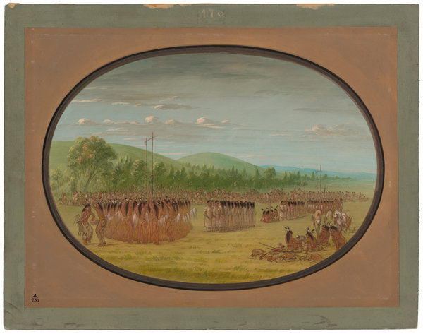 Ball-Play Dance - Choctaw by George Catlin (American, 1796 - 1872), 16X12"(A3)Poster Print