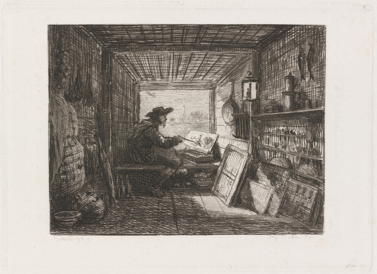 Studio on the Boat (Le Bateau-atelier) by Charles-François Daubigny (French, 1817 - 1878), 16X12"(A3)Poster Print