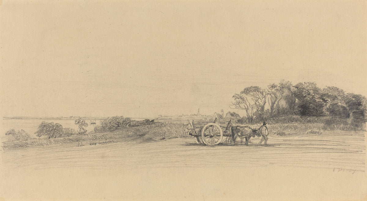 L'Ile aux Moines with Figure and Cart by Eugène Boudin (French, 1824 - 1898), 16X12"(A3)Poster Print