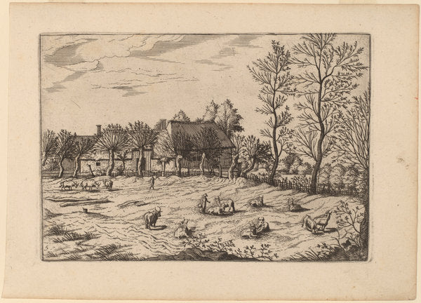 Farm by Johannes and Lucas van Doetechum after Master of the Small Landscapes (Dutch, died 1605), 16X12"(A3)Poster Print