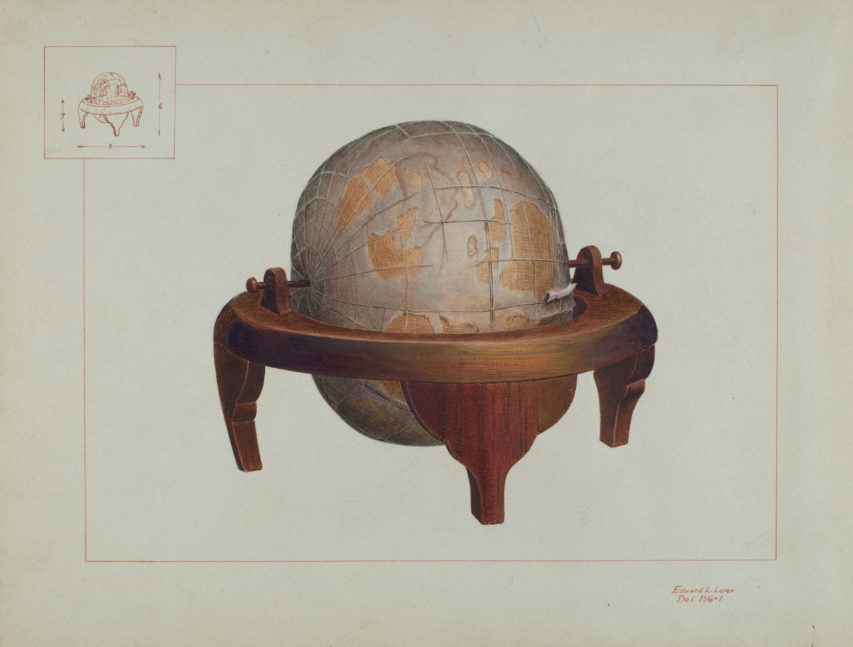 Globe by Edward L. Loper (American, born 1916), 16X12"(A3)Poster Print