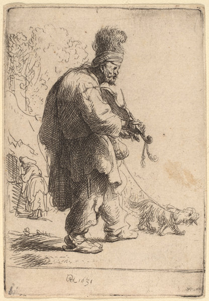 The Blind Fiddler by Rembrandt van Rijn (Dutch, 1606 - 1669), 16X12"(A3)Poster Print