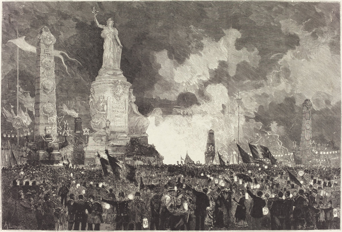 14 Juillet. Illumination de la Place de la République by Auguste Lepère after Henri Louis Scott (French, 1849 - 1918), 16X12"(A3)Poster Print