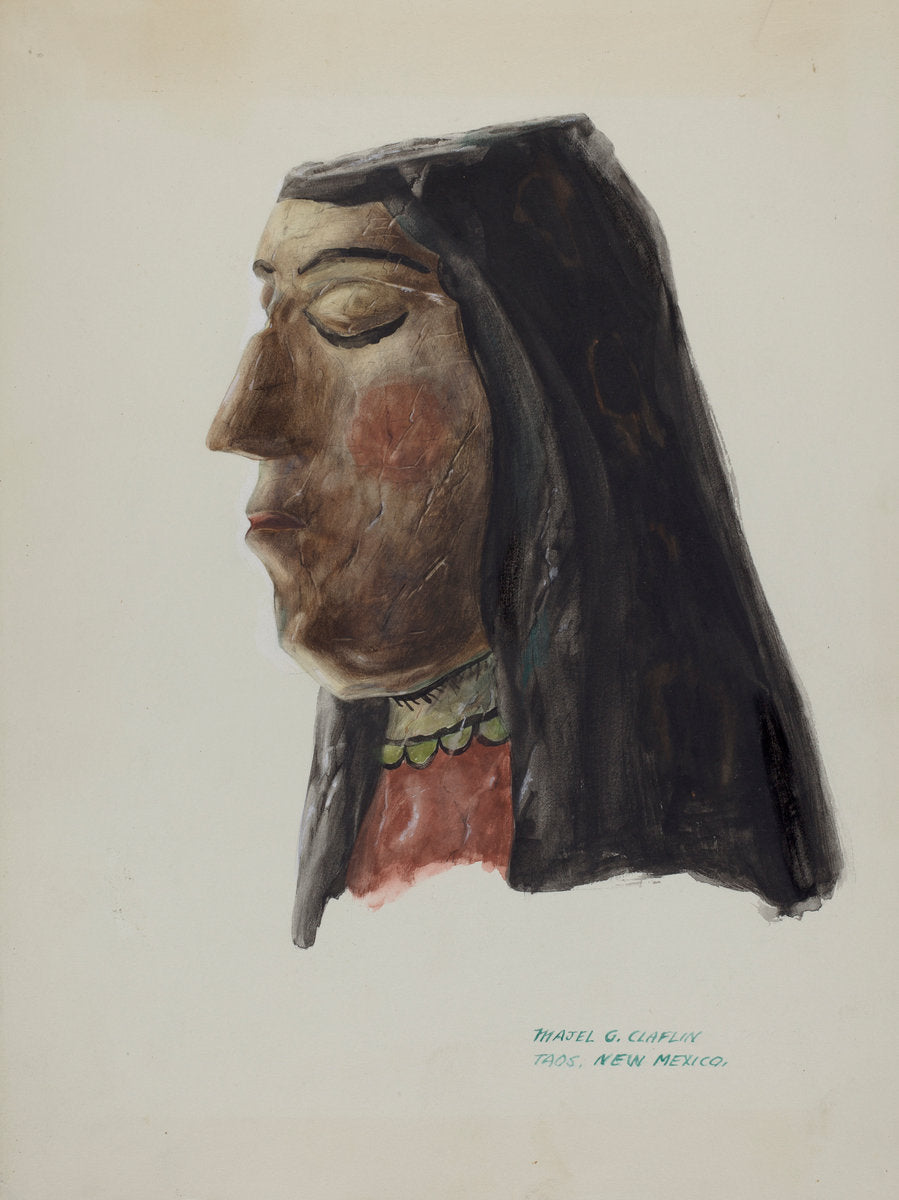 Head of Guadalupe by Majel G. Claflin (American, active c. 1935), 16X12"(A3)Poster Print