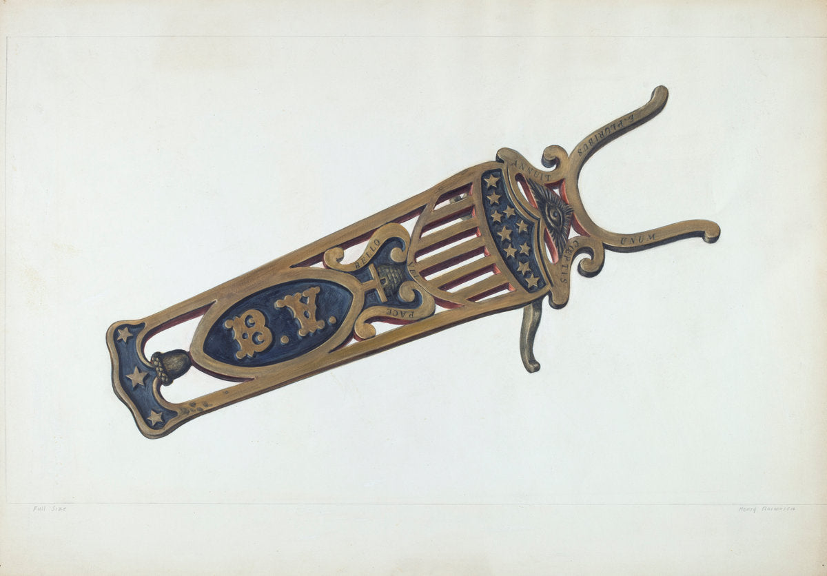 Brass Bootjack by Henry Rasmusen (American, active c. 1935), 16X12"(A3)Poster Print