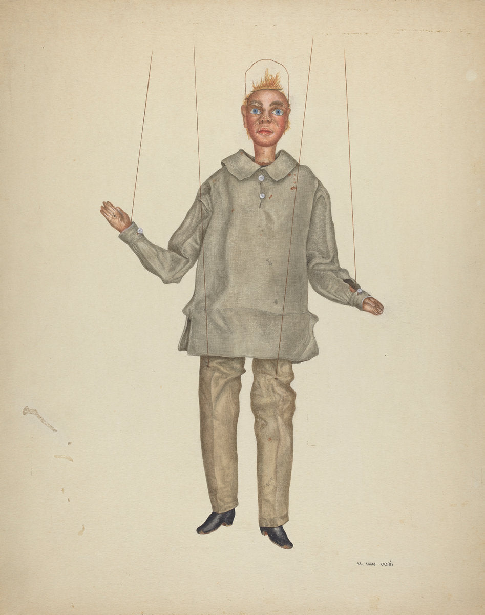 Marionette by Vera Van Voris (American, active c. 1935), 16X12"(A3)Poster Print