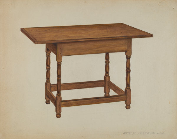 Tavern Table by Arthur Johnson (American, active c. 1935), 16X12"(A3)Poster Print
