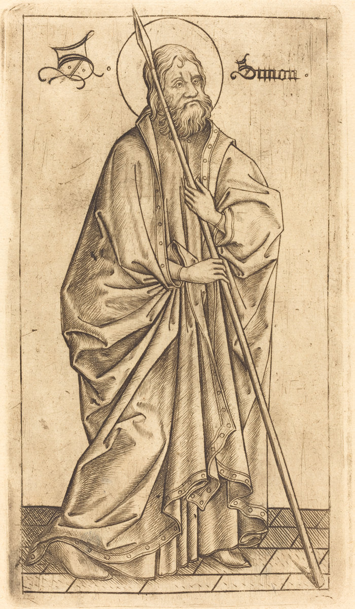 Saint Matthew? Saint Thomas? by Israhel van Meckenem after Master E.S. (German, c. 1445 - 1503), 16X12"(A3)Poster Print
