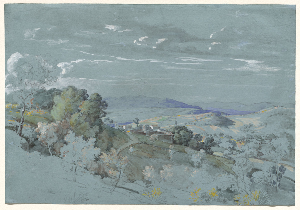 The Hills of Umbria near Perugia by Johann Georg von Dillis (German, 1759 - 1841), 16X12"(A3)Poster Print