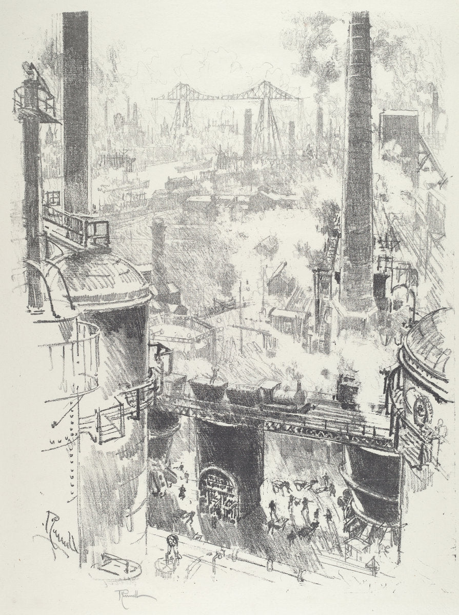 From the Tops of the Furnaces by Joseph Pennell (American, 1857 - 1926), 16X12"(A3)Poster Print