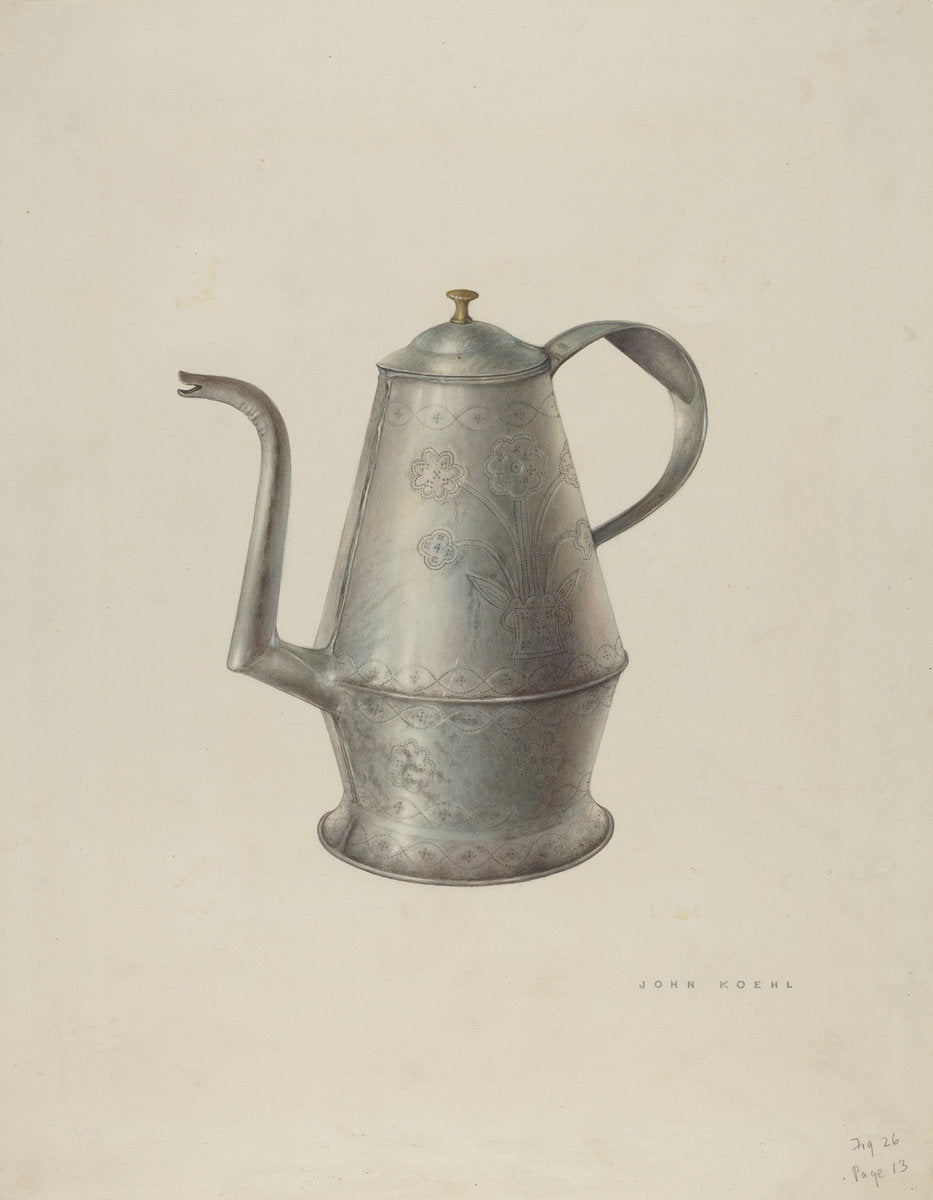 Coffee Pot by John Koehl (American, active c. 1935), 16X12"(A3)Poster Print