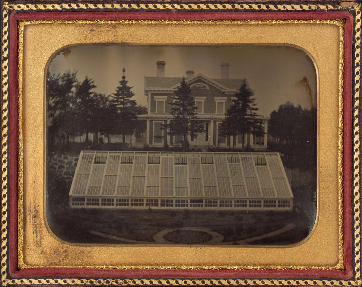 c. 1850 by American 19th Century (House with Greenhouse, Virginia), 16X12"(A3)Poster Print