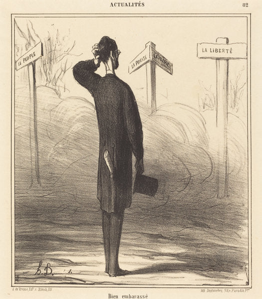 A droite ou a gauche? by Honoré Daumier (French, 1808 - 1879), 16X12"(A3)Poster Print