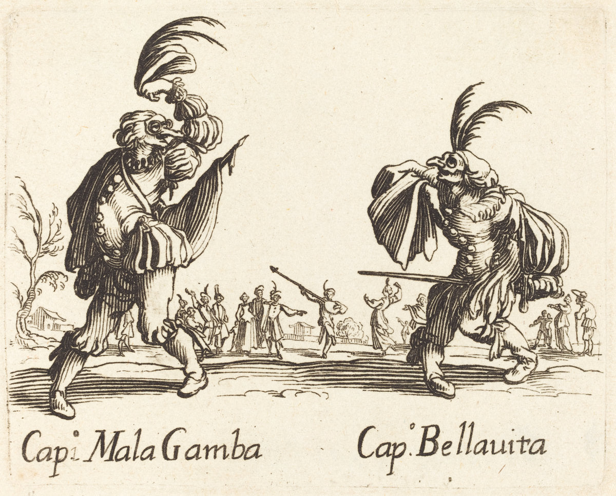 etching by after Jacques Callot (Cap. Mala Gamba and Cap. Bellavita), 16X12"(A3)Poster Print