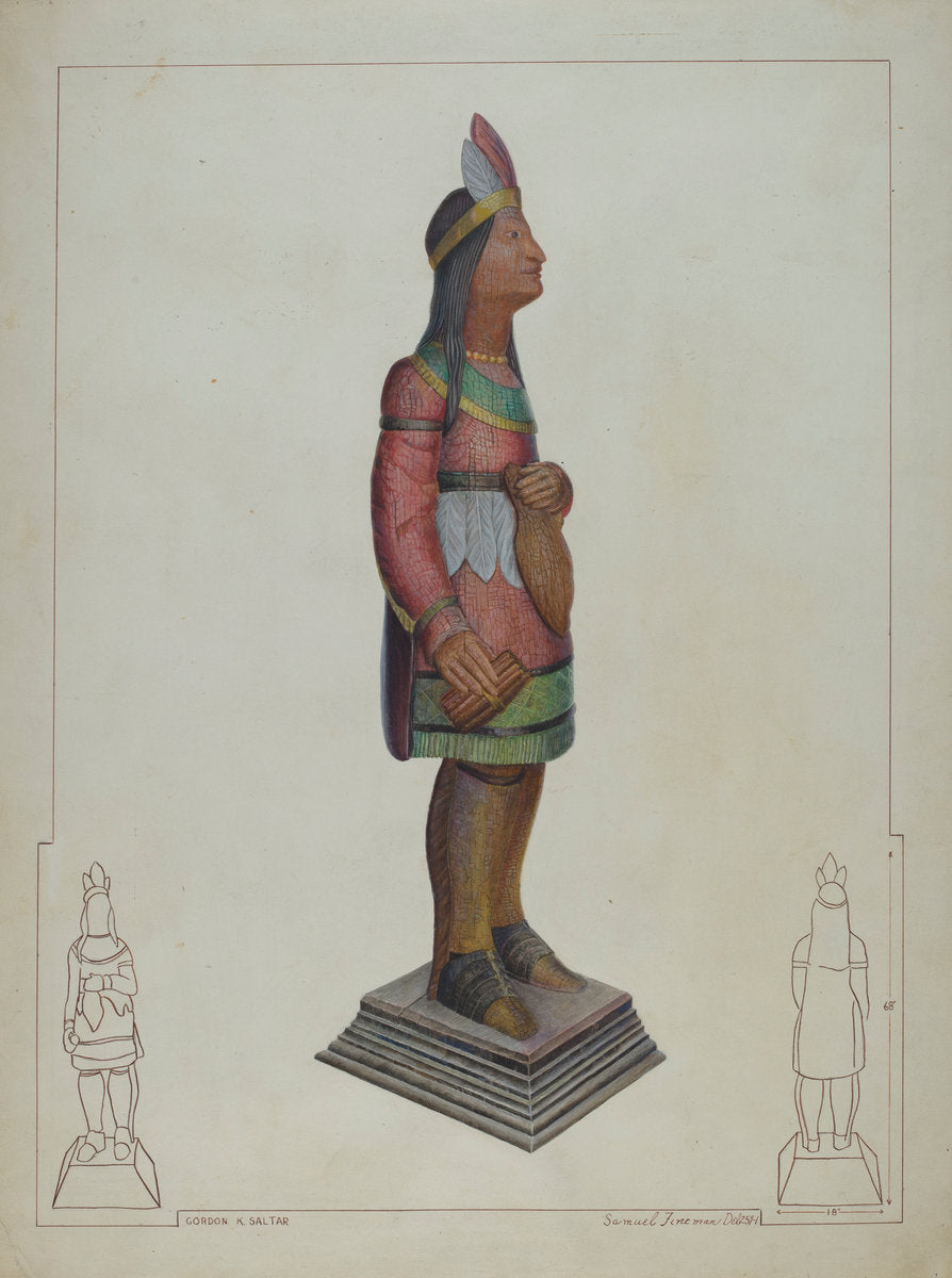 Cigar Store Indian by Gordon Saltar (American, active c. 1935), 16X12"(A3)Poster Print