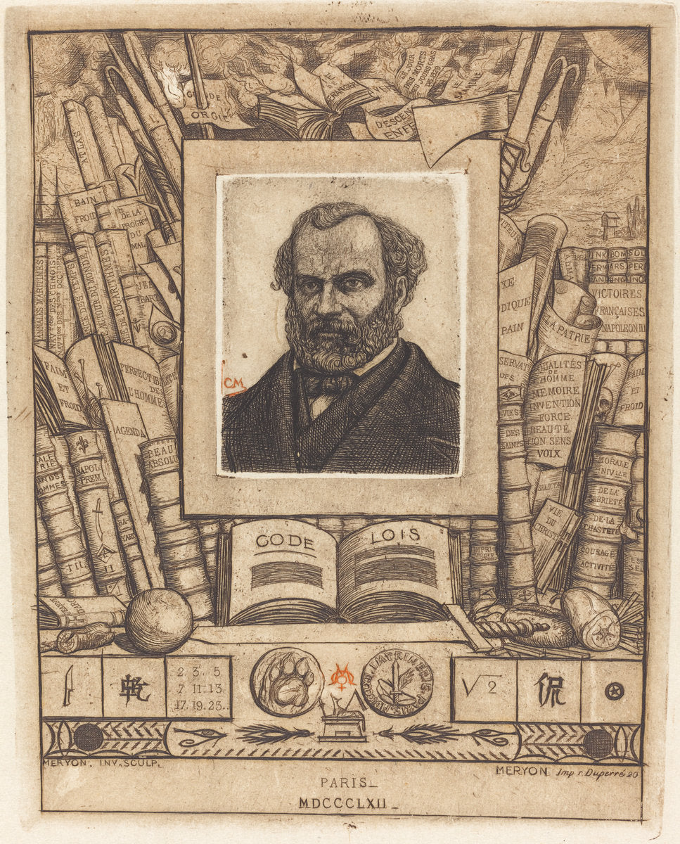 Armand Guéraud by Charles Meryon (French, 1821 - 1868), 16X12"(A3)Poster Print