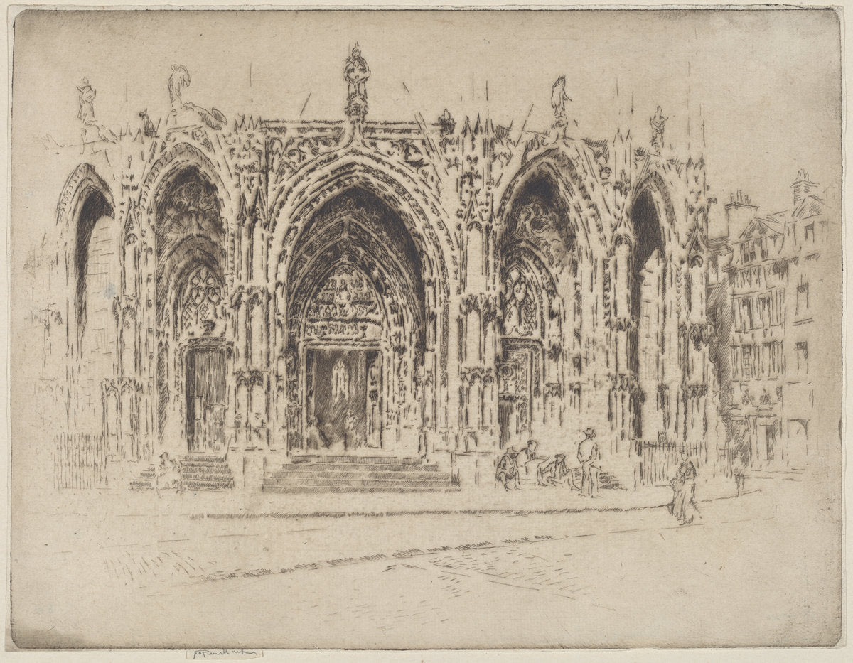 Porch of San Maclou, Rouen by Joseph Pennell (American, 1857 - 1926), 16X12"(A3)Poster Print