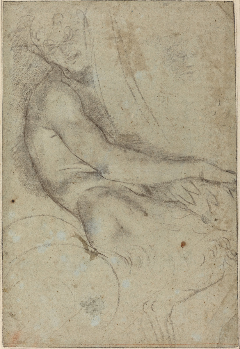Satyr Holding a Roundel by Annibale Carracci (Bolognese, 1560 - 1609), 16X12"(A3)Poster Print