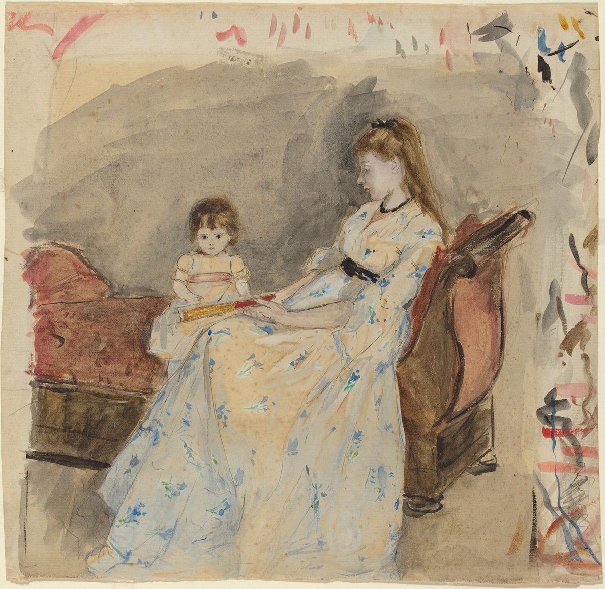 The Artist's Sister, Edma, with Her Daughter, Jeanne by Berthe Morisot (French, 1841 - 1895), 16X12"(A3)Poster Print