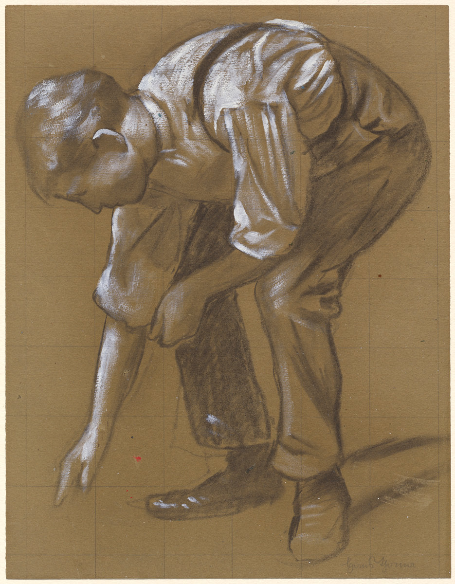 A Man Bending Over by Hans Thoma (German, 1839 - 1924), 16X12"(A3)Poster Print