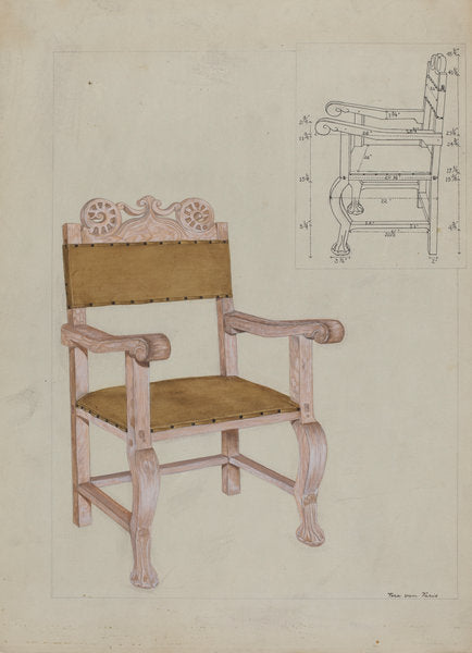 Chair by Vera Van Voris (American, active c. 1935), 16X12"(A3)Poster Print