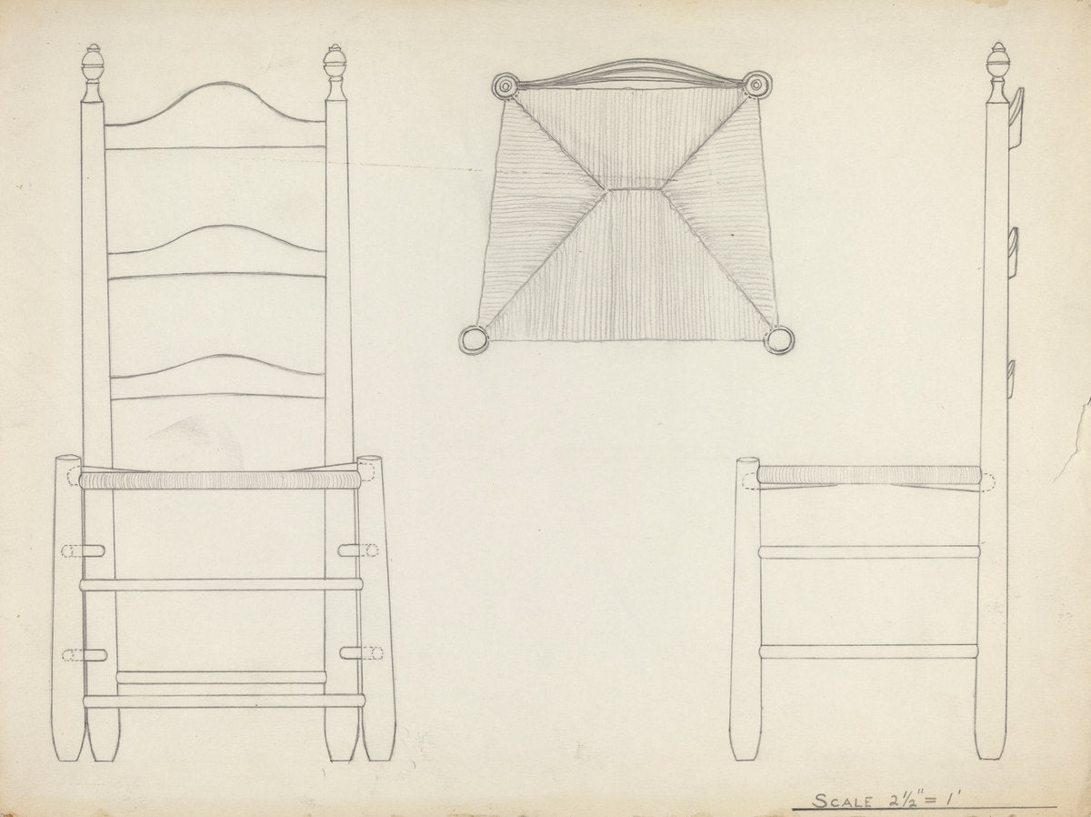 1935/1942 by American 20th Century (Study for Drawing of Chair), 16X12"(A3)Poster Print
