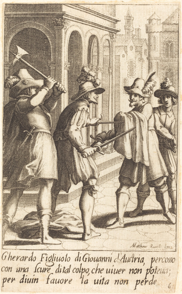 Gherardo by Jacques Callot after Matteo Rosselli (French, 1592 - 1635), 16X12"(A3)Poster Print