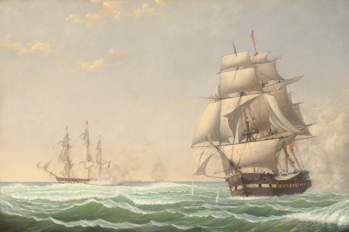 The United States Frigate "President" Engaging the British Squadron, 1815 by Fitz Henry Lane (American, 1804 - 1865), 16X12"(A3)Poster Print