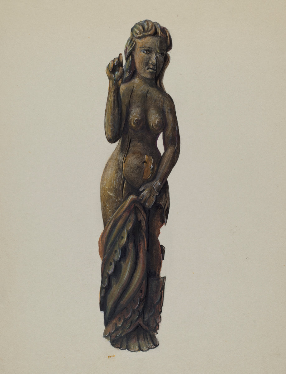 Draped Figure by Mina Lowry (American, 1894 - 1942), 16X12"(A3)Poster Print