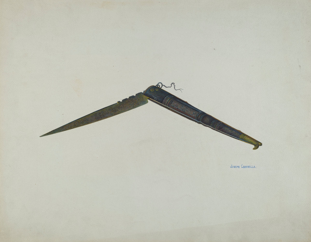 Collapsible Folding Knife by Joseph Cannella (American, active c. 1935), 16X12"(A3)Poster Print