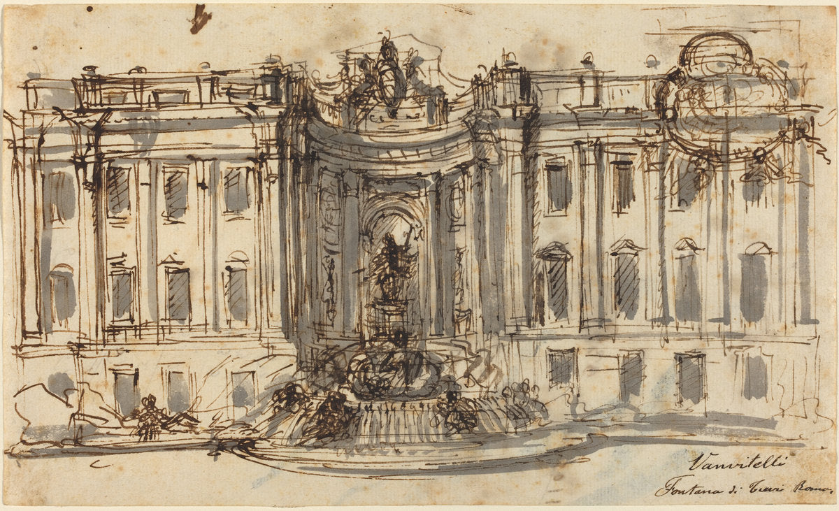 Proposal for the Trevi Fountain by Luigi Vanvitelli (Italian, 1700 - 1773), 16X12"(A3)Poster Print